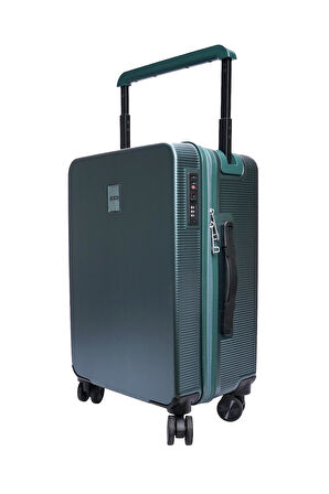 GROUND İthal Unısex Çizgili Trolley Orta Boy Valiz - Yeşil
