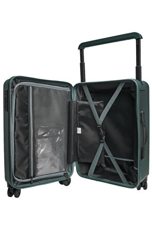 GROUND İthal Unısex Çizgili Trolley Orta Boy Valiz - Yeşil