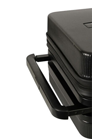 GROUND İthal Unısex Çizgili Trolley Kabin Boy Valiz - Siyah