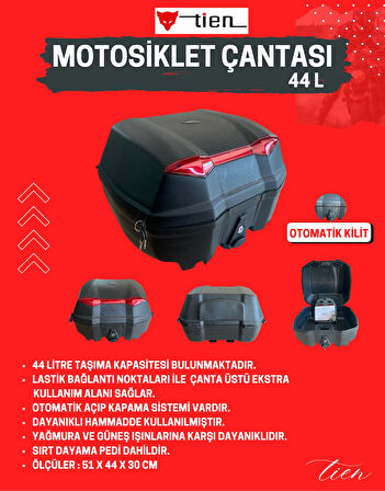 Tien 44 L Motosiklet Çantası - Otomatik Kilit - Siyah