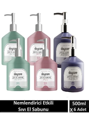 Nemlendirici etkili sıvı sabun beyaz yasemin ve lotus çiçeği ve marsilya gülü 500 ML x 6 Adet