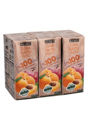 Elma Kayısı Suyu %100 Meyve Suyu Oranı Şeker İlavesiz 36 Adet X 200 ml