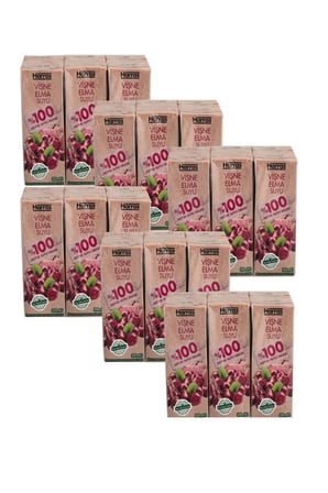 Vişne Elma Suyu %100 Meyve Suyu Oranı Şeker İlavesiz 36 Adet X 200 ml