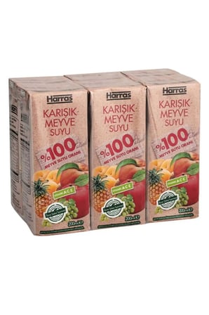 Karışık Meyve Suyu %100 Meyve Suyu Oranı Şeker İlavesiz 36 Adet X 200 ml