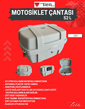 Tien 52 L Motosiklet Çantası - gri (YENİ)