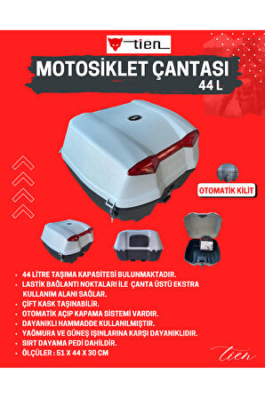 BİKE SKY Tien 44 Litre Motosiklet Çantası - Gri - OTOMATİK KİLİT