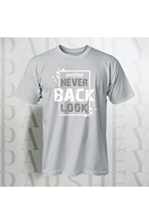Erkek - Kadın %100 Pamuk Never Look Back Baskılı Yarım Kollu Bisiklet Yaka T-Shirt