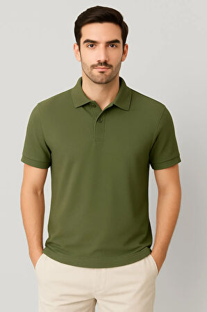 Regular Fit %100 Pamuk Polo Yaka Yarım Kollu Basic T-Shirt