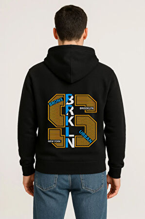 BRKLN Urban Baskılı Oversize Hoodie – Unisex Brooklyn Tasarım Kapüşonlu Sweatshirt