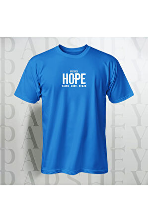 Erkek - Kadın Unisex HOPE Baskılı Yarım Kollu Bisiklet Yaka %100 Pamuk Oversize T-shirt