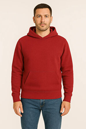 Erkek - Kadın Basic Kapüşonlu Sweatshirt - Oversize Rahat Kalıp Hoodie