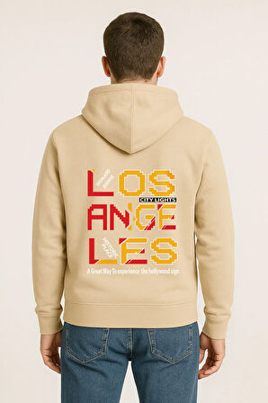 Los Angeles City Lights Baskılı Oversize Hoodie – Unisex Sokak Stili Kapüşonlu Sweatshirt
