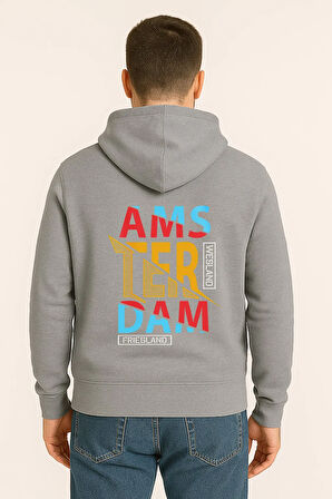 Amsterdam Renkli Baskılı Oversize Hoodie – Unisex Sokak Modası Kapüşonlu Sweatshirt