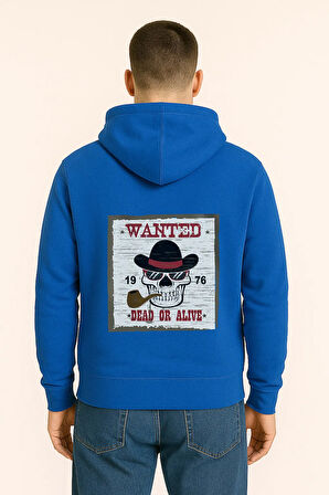 Wanted Dead or Alive Baskılı Oversize Hoodie – Retro Kovboy Tarzı Unisex Kapüşonlu Sweatshirt