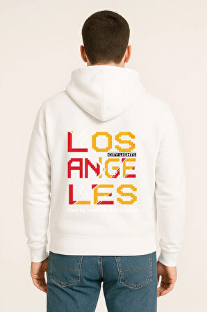 Los Angeles City Lights Baskılı Oversize Hoodie – Unisex Sokak Stili Kapüşonlu Sweatshirt