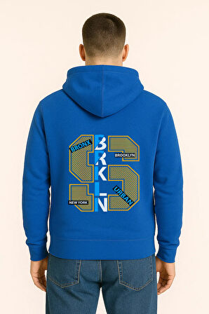 BRKLN Urban Baskılı Oversize Hoodie – Unisex Brooklyn Tasarım Kapüşonlu Sweatshirt