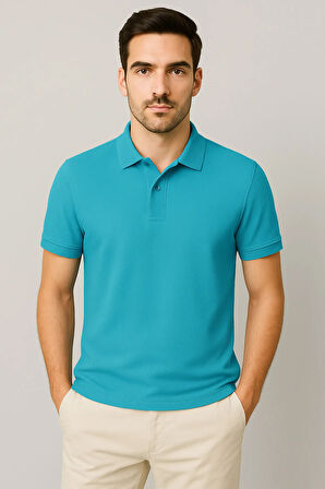 Regular Fit %100 Pamuk Polo Yaka Yarım Kollu Basic T-Shirt