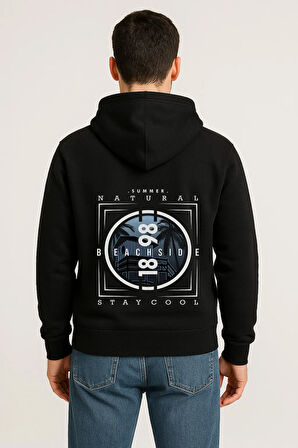 Unisex Oversize Hoodie – Beachside Stay Cool Yaz Baskılı Unisex Kapüşonlu Sweatshirt