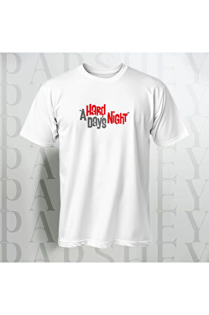 A Hard Night Baskılı Unisex Yarım Kollu Bisiklet Yaka %100 Pamuk Oversize T-shirt