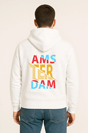 Amsterdam Renkli Baskılı Oversize Hoodie – Unisex Sokak Modası Kapüşonlu Sweatshirt