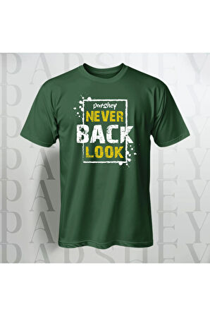 Erkek - Kadın %100 Pamuk Never Look Back Baskılı Yarım Kollu Bisiklet Yaka T-Shirt