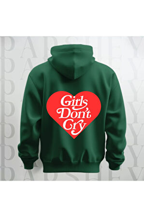 Girls Don't Cry Yazı Sırt Baskılı Kapüşonlu Unisex Sweatshirt Hoodie Oversize 3 İplik Şardonlu
