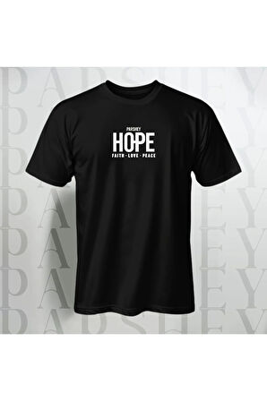 Erkek - Kadın Unisex HOPE Baskılı Yarım Kollu Bisiklet Yaka %100 Pamuk Oversize T-shirt