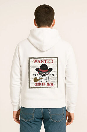 Wanted Dead or Alive Baskılı Oversize Hoodie – Retro Kovboy Tarzı Unisex Kapüşonlu Sweatshirt