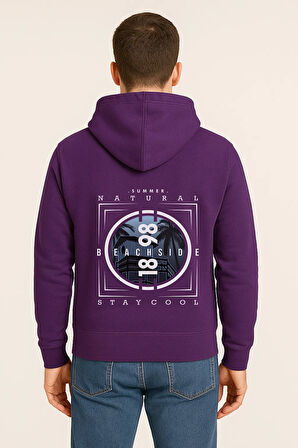 Unisex Oversize Hoodie – Beachside Stay Cool Yaz Baskılı Unisex Kapüşonlu Sweatshirt