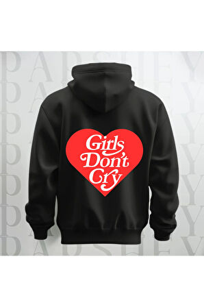 Girls Don't Cry Yazı Sırt Baskılı Kapüşonlu Unisex Sweatshirt Hoodie Oversize 3 İplik Şardonlu
