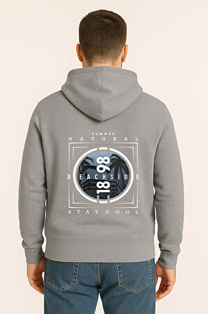 Unisex Oversize Hoodie – Beachside Stay Cool Yaz Baskılı Unisex Kapüşonlu Sweatshirt
