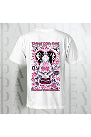 Forever Alone Baskılı Unisex Yarım Kollu Bisiklet Yaka Oversize T-Shirt %100 Pamuk