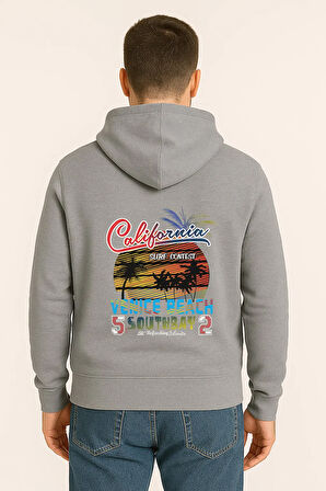 California Venice Beach Baskılı Oversize Hoodie – Retro Surf Tarzı Unisex Kapüşonlu