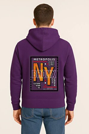 NY Bronx Metropolis Baskılı Oversize Hoodie – Unisex Urban Kapüşonlu Sweatshirt