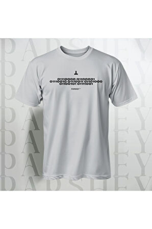 Erkek - Kadın %100 Pamuk Binary Dilinde Yazılı Yarım Kollu Bisiklet Yaka Tişört