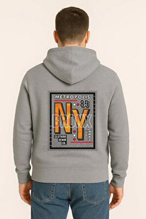 NY Bronx Metropolis Baskılı Oversize Hoodie – Unisex Urban Kapüşonlu Sweatshirt