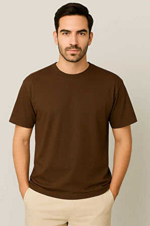 Oversize Unisex Yarım Kollu Bisiklet Yaka %100 Pamuk Baskısız T-shirt