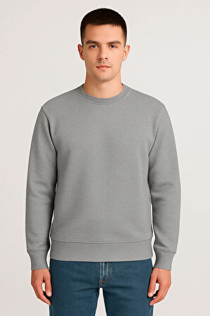 Kadın - Erkek Sweatshirt – Bisiklet Yaka Basic Uzun Kollu Rahat Fit