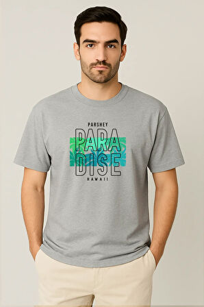 Erkek - Kadın %100 Pamuk Summer Paradise Desenli Baskılı Yarım Kollu Bisiklet Yaka T-Shirt