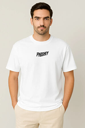 Erkek - Kadın Unisex Parshey Baskılı Yarım Kollu Bisiklet Yaka %100 Pamuk Oversize T-shirt