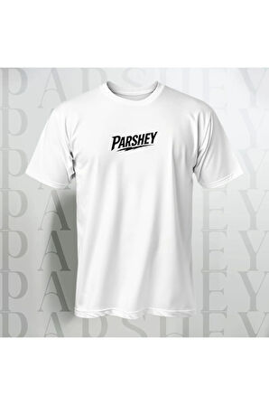 Erkek - Kadın Unisex Parshey Baskılı Yarım Kollu Bisiklet Yaka %100 Pamuk Oversize T-shirt