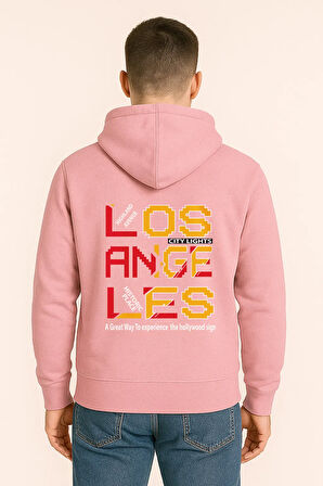 Los Angeles City Lights Baskılı Oversize Hoodie – Unisex Sokak Stili Kapüşonlu Sweatshirt