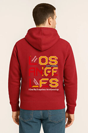 Los Angeles City Lights Baskılı Oversize Hoodie – Unisex Sokak Stili Kapüşonlu Sweatshirt