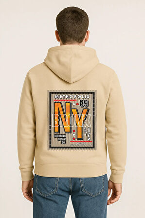 NY Bronx Metropolis Baskılı Oversize Hoodie – Unisex Urban Kapüşonlu Sweatshirt