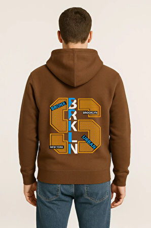 BRKLN Urban Baskılı Oversize Hoodie – Unisex Brooklyn Tasarım Kapüşonlu Sweatshirt