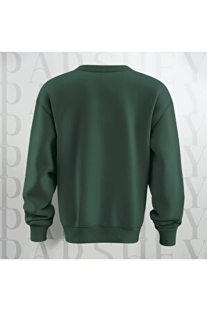 Unisex Rich Energy Yazı Baskılı Bisiklet Yaka Sweatshirt 3 İplik Şardonlu Oversize Kalıp