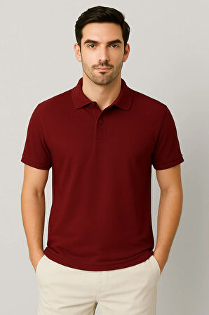Regular Fit %100 Pamuk Polo Yaka Yarım Kollu Basic T-Shirt