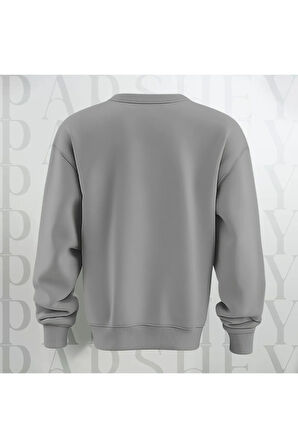 Love Teddy Deseni Baskılı Bisiklet Yaka Unisex Oversize Kalıp Sweatshirt 3 İplik Şardonlu