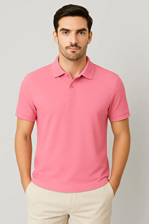 Regular Fit %100 Pamuk Polo Yaka Yarım Kollu Basic T-Shirt