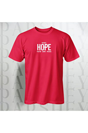 Erkek - Kadın Unisex HOPE Baskılı Yarım Kollu Bisiklet Yaka %100 Pamuk Oversize T-shirt